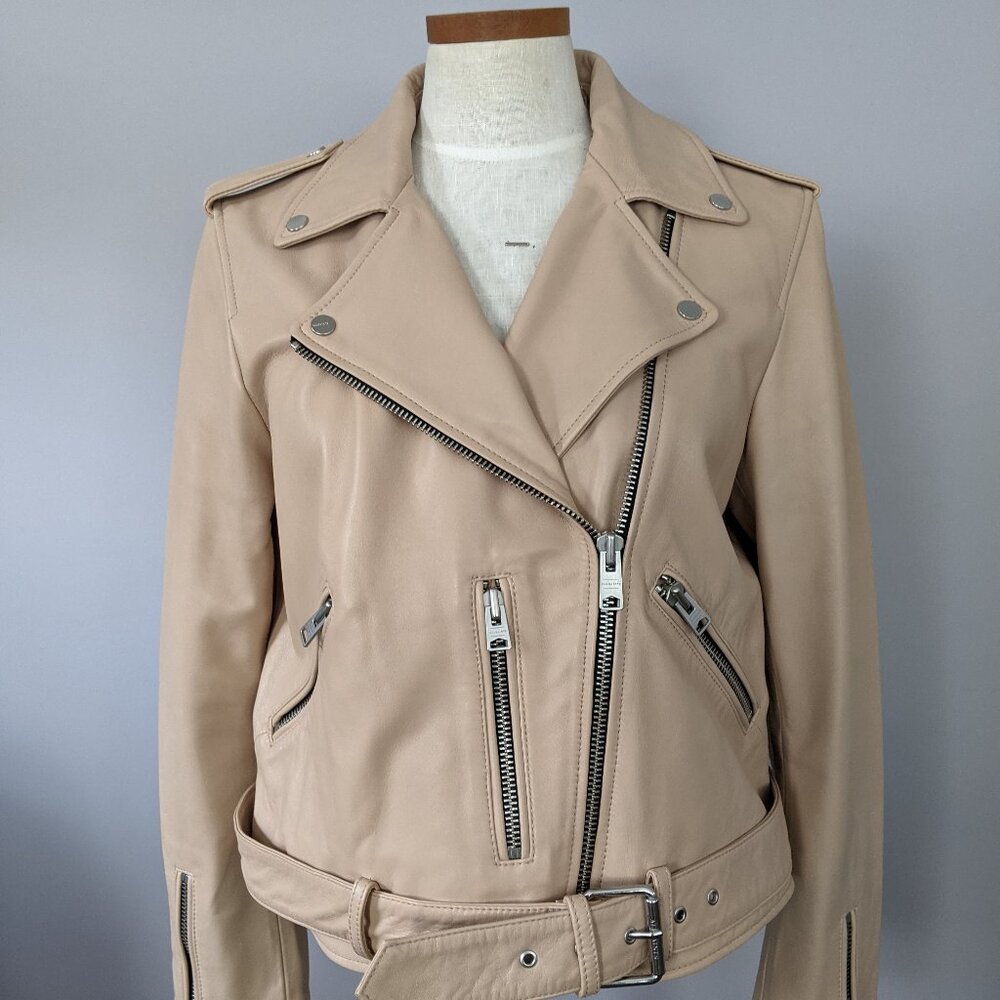 All Saints Soft Pink Balfern Biker Jacket